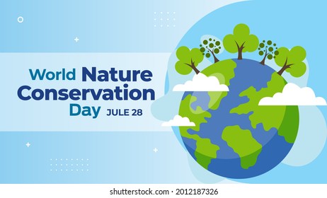 Día mundial de la conservación de la naturaleza 28 de julio de 2014 folleto de negocios diseño de pancarta plantilla horizontal vector, presentación de portada abstracta, póster de publicación moderno y banner de bandera, disposición en rectángulo