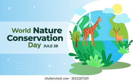 world nature conservation day on july 28 business brochure flyer banner design horizontal template vector, cover presentation abstract, modern publication poster and flag-banner, layout in rectangle