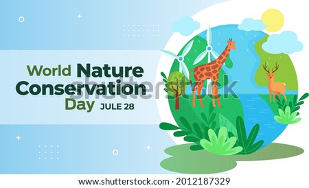 world nature conservation day on july 28 business brochure flyer banner design horizontal template vector, cover presentation abstract, modern publication poster and flag-banner, layout in rectangle