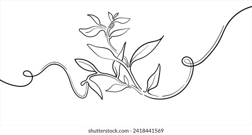 World nature conservation day. Sprout on a white background in line art style. Continuous single line drawing Plant growth process. Vector illustration