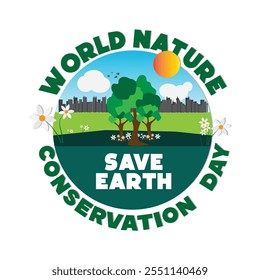 World Nature Conservation Day Vector Design,  28th July, Social Media Post, Banner, template, Background Design, Save Earth Day, Protect Wildlife,