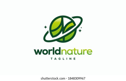 World Nature eco logo template, Global leaf eco logo designs concept