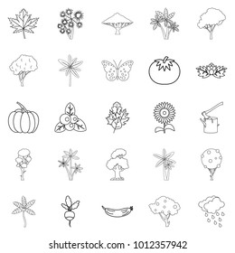 World of nature icons set. Outline set of 25 world of nature vector icons for web isolated on white background