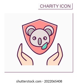 World nature protection color icon. Endangered animals species saving. World environment day. Earth day. Wilderness protection. Volunteering and charity concept. Isolated vector illustration