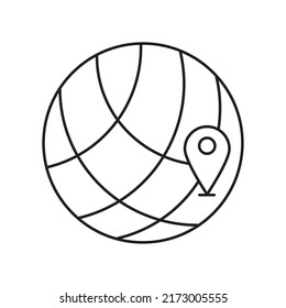 icono de línea de pin de navegación mundial aislado