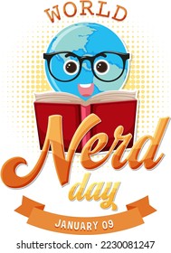 World nerd day banner design illustration