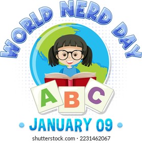 World nerd day banner design illustration