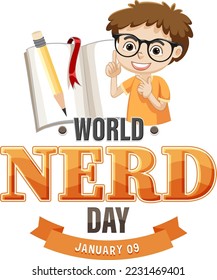 World nerd day banner design illustration
