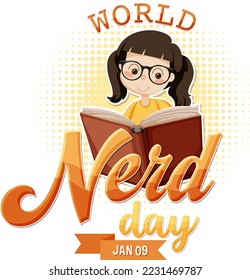 World nerd day banner design illustration
