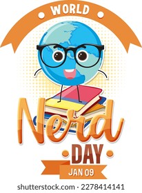 World nerd day banner design illustration