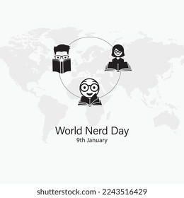 world nerd day vector. 9 January. world nerd day poster, banner, card. Holiday concept. Vector illustration.