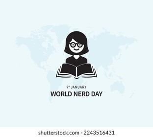 world nerd day vector. 9 January. world nerd day poster, banner, card. Holiday concept. Vector illustration.