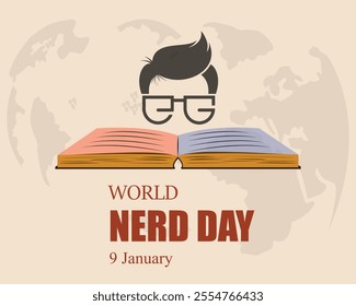 world nerd day vector. 9 January. world nerd day poster, banner, card. Holiday concept. Vector illustration.