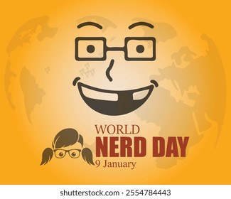 world nerd day vector. 9 January. world nerd day poster, banner, card. Holiday concept. Vector illustration.