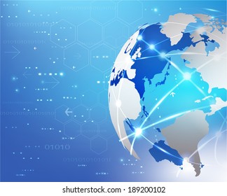 World network communication and technology background, vector illustration