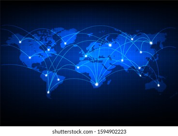 World network , internet and global business connection concept . Abstract background and wallpaper . Vector art and illustration .