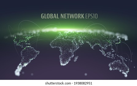 Red mundial sin antecedentes vectores de telecomunicaciones. Gráfico tecnológico IOT. Fondo de bloqueo descentralizado del comercio