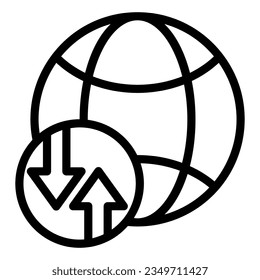 World network line icon. Global internet vector illustration isolated on white. Planet with exchange arrows outline style designed for and app.