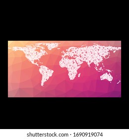 World network map. Equirectangular (plate carree) projection. Wired globe in Equirectangular projection on geometric low poly background. Beautiful vector illustration. svg