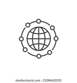 World networking line icon isolated on background world outline icon global network logo icon. world connection sign symbol on white background