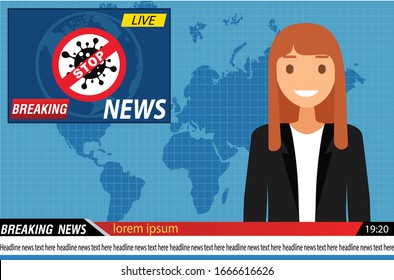World news about the dangers of coronavir. Vector illustration.