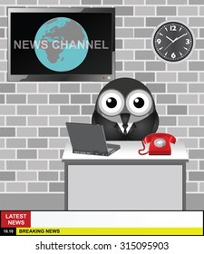 World News Channel presenter with copy space for your own text on latest news and breaking news stories