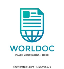 World or news document vector logo template. This design use globe symbol. Suitable for business.