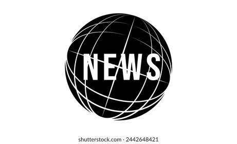 world news emblem, black isolated silhouette