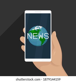 World news on smartphone. Vector illustration.