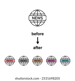 ícone simples plano do world news
