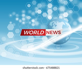 World news vector background with globe and shiny wave. Vector background EPS10.