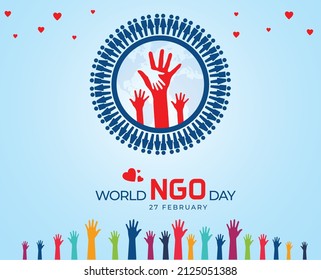 World NGO Day. 27th February. Template for background, banner, card, poster. vector illustration.