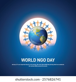 world ngo day. world ngo day creative banner, poster, social media post, postcard, background, template, backdrop, web banner, greetings card, flyer design etc.