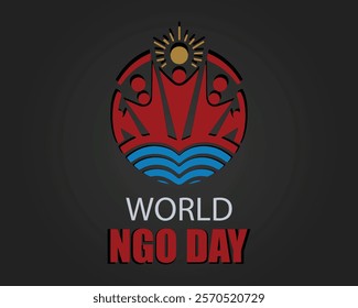 World NGO Day poster, banner, card, background vector illustration.