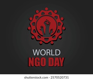 World NGO Day poster, banner, card, background vector illustration.