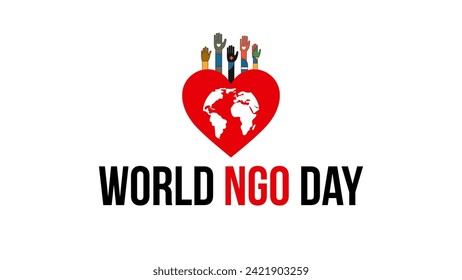 World NGO Day. Template for Background, Poster, Banner, Greeting card. Vector illustration