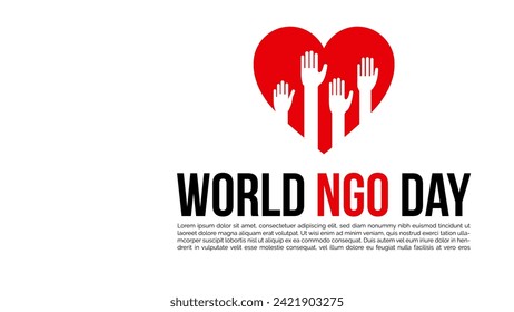 World NGO Day. Template for Background, Poster, Banner, Greeting card. Vector illustration