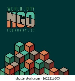 World NGO day Vector Design with cubes background