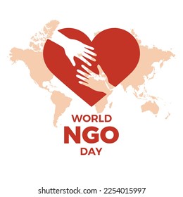World NGO Day vector. Giving hands and heart shape icon vector. Volunteer graphic design element. Non-Governmental Organizations icon. February 27 every year. Important day
