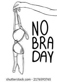 World no bra day. Vector illustration. October 13. Line art