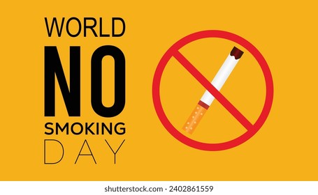 world no smoking day is observed every year in March, Holiday, poster, card and background vector illustration of smoking shape design.