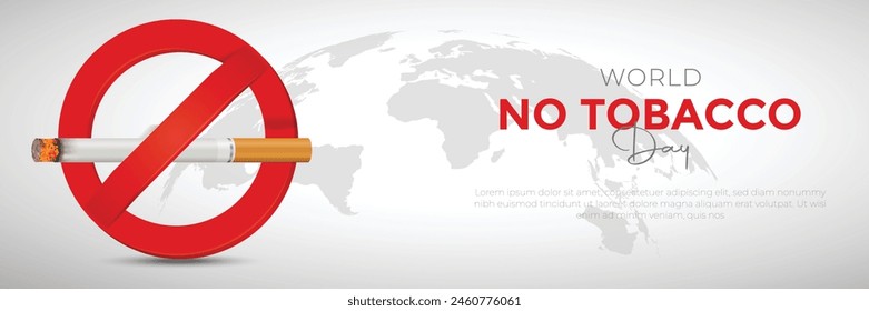 World No Tabacco ,Smoking Day poster. Crossed out cigarette icon. Stop smoking campaign. No tabacco sign background. vector illustration.