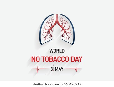 World NO Tobacco Day 31 MAy. Creative design idea with Lungs for posters or banners. 3d illustration