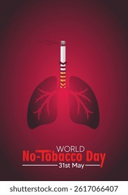 World No Tobacco Day 31 May lung with cigarette vector poster