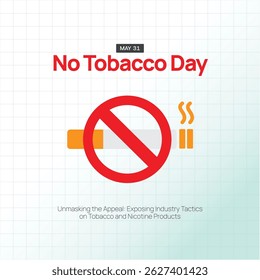 Dia Mundial Sem Cigarro. Mês, Banner criativo, cartaz, postagem de mídia social, fundo, modelo, vetor de cartão postal
