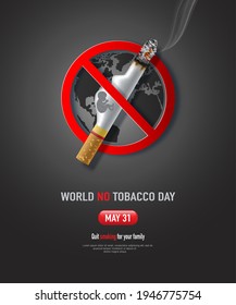 World No Tobacco day, banner design, pregnant mother with baby in cigarette shape, paper illustration, and 3d paper.