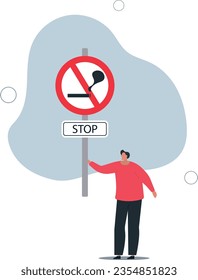 World No Tobacco Day banner design. Stop Smoking sign in traffic sign or road sign concept.flat vector illustration.