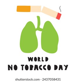 World no tobacco day. Banner design. Flat vector illustration on white background. Quit smoking concept.