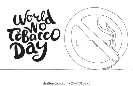 Anuncio del Día Mundial sin Tabaco. Line art para dejar de fumar. Arte vectorial dibujado a mano