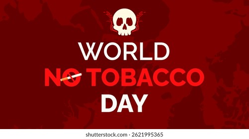 world no tobacco day banner vector design with skull illustration	